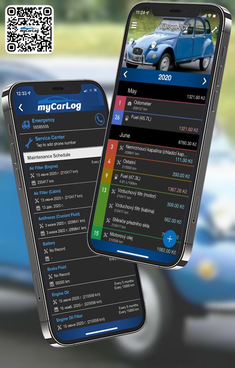 Manage all information and logs about Citroen 2CV by Citroen with myCarLog!!