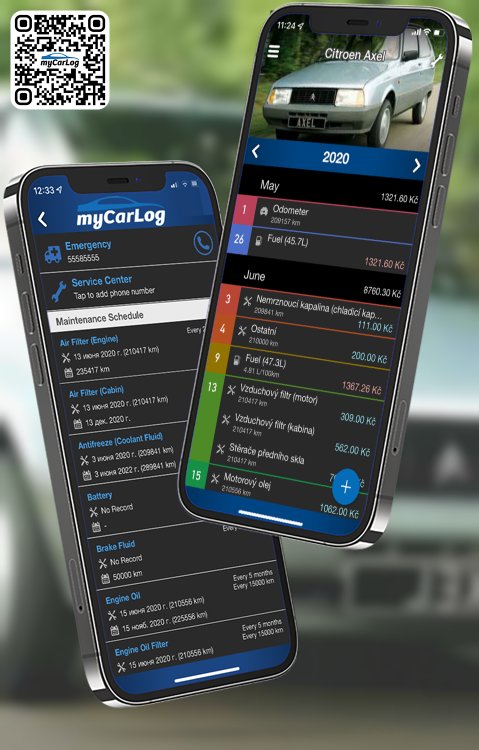Manage all information and logs about Citroen Axel by Citroen with myCarLog!!