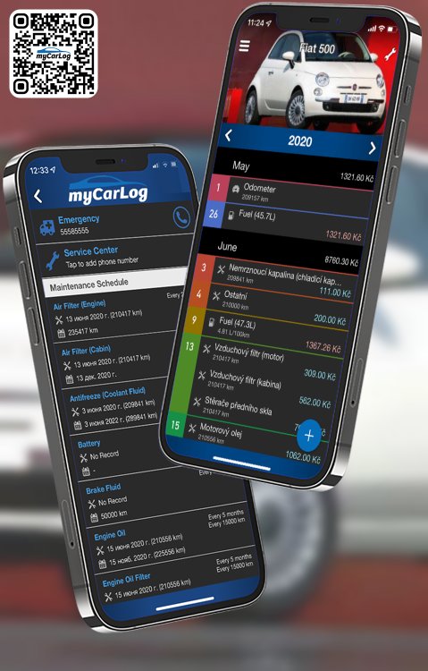 Manage all information and logs about Fiat 500 by Fiat with myCarLog!!