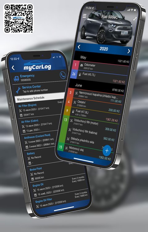 Manage all information and logs about Fiat 500eC by Fiat with myCarLog!!