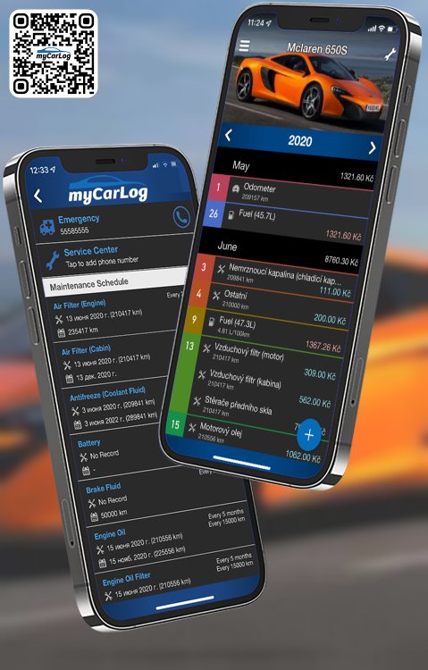 Manage all information and logs about Mclaren 650S by McLaren with myCarLog!!