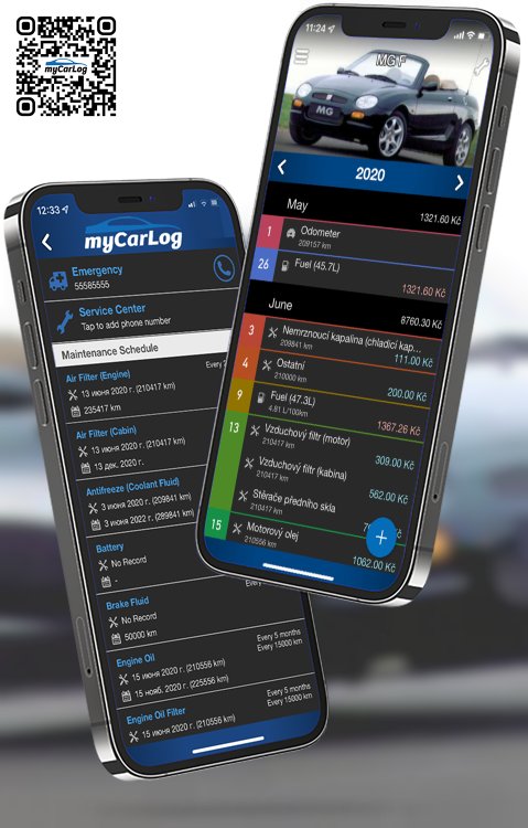 Manage all information and logs about MG F by MG with myCarLog!!