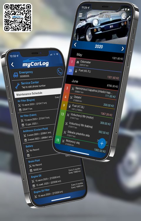 Manage all information and logs about MG RV8 by MG with myCarLog!!