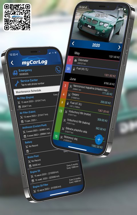 Manage all information and logs about MG ZT-T by MG with myCarLog!!