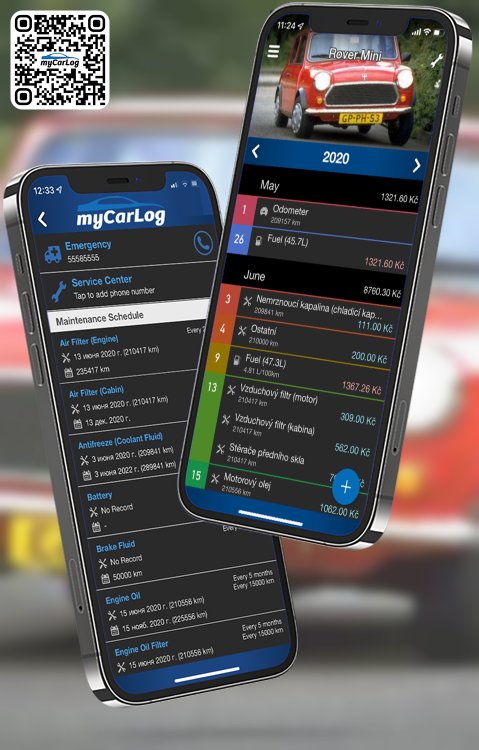 Manage all information and logs about Rover Mini by Rover with myCarLog!!