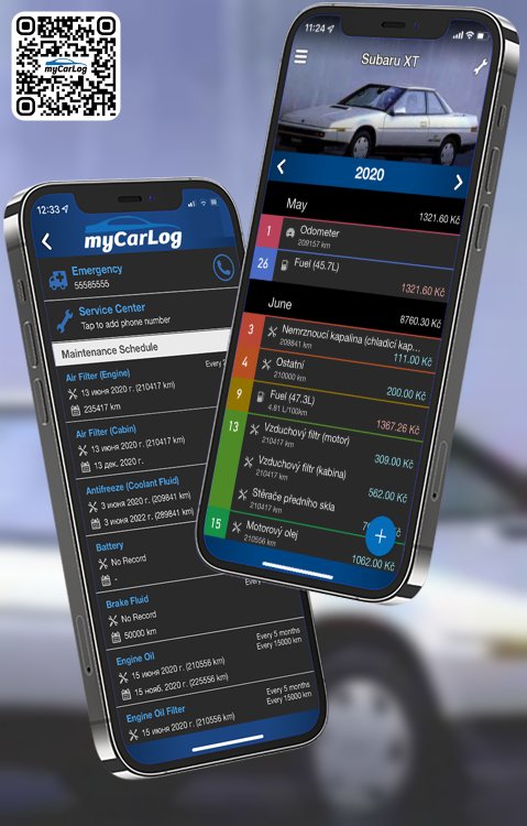 Manage all information and logs about Subaru XT by Subaru with myCarLog!!